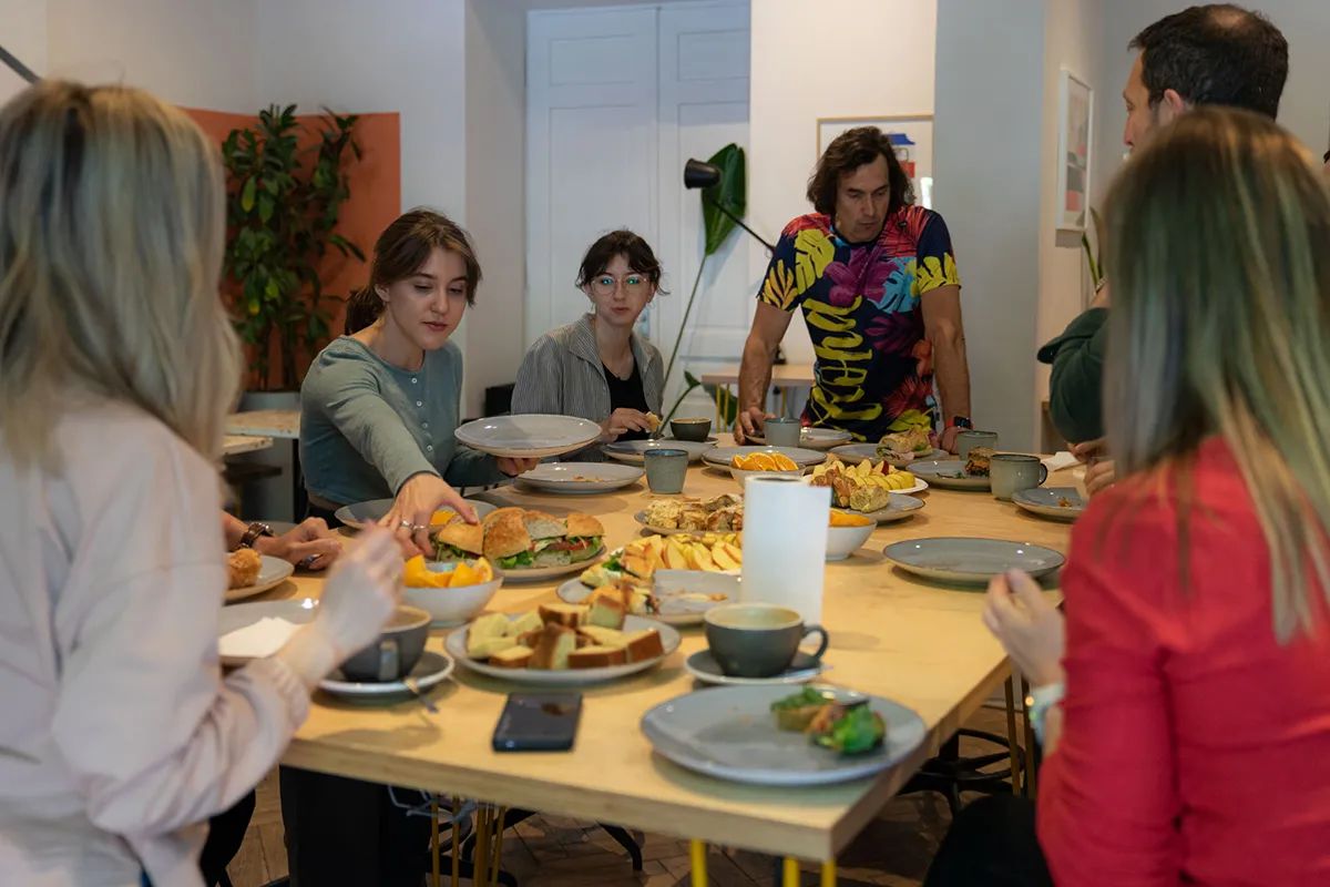 Community event at Yolk Coworking Krakow - people networking outdoors